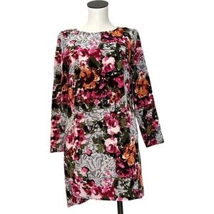 WAYF Pixelated Paisley Long Sleeve Floral Shift Dress, size XS